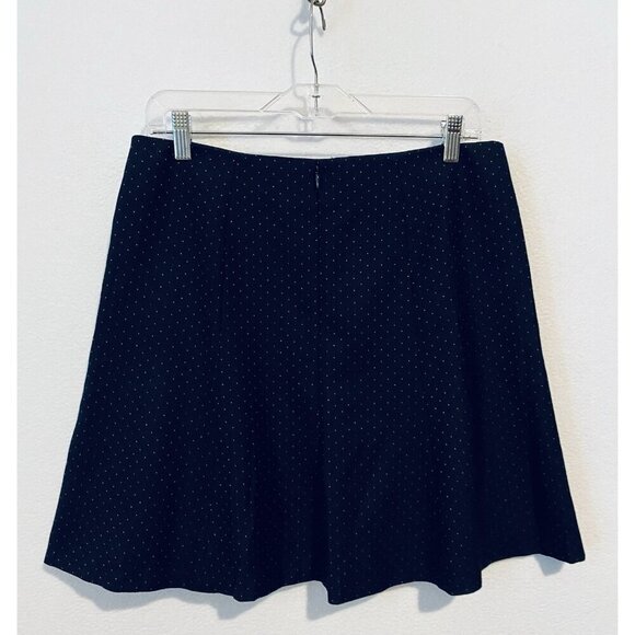 Ann Taylor Skirt Womens 8 Navy Blue Wool Blend White Dot A Line Mini Minimialist - Picture 3 of 6